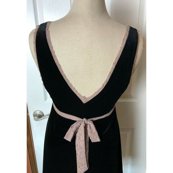 Free People Black Blush Lace Velvet Sleeveless Waist Tie Dress Women's Size M - Picture 8 of 11